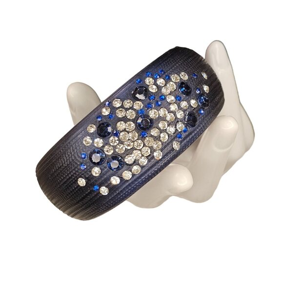 Alexis Bittar Jewelry - Alexis Bittar Blue Lucite Crystal Bangle Bracelet Unsigned